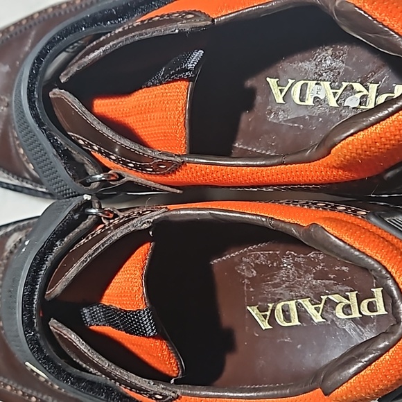 PRADA Brown Perforated Leather Wingtip Loafers size 9.5 - Picture 6 of 7